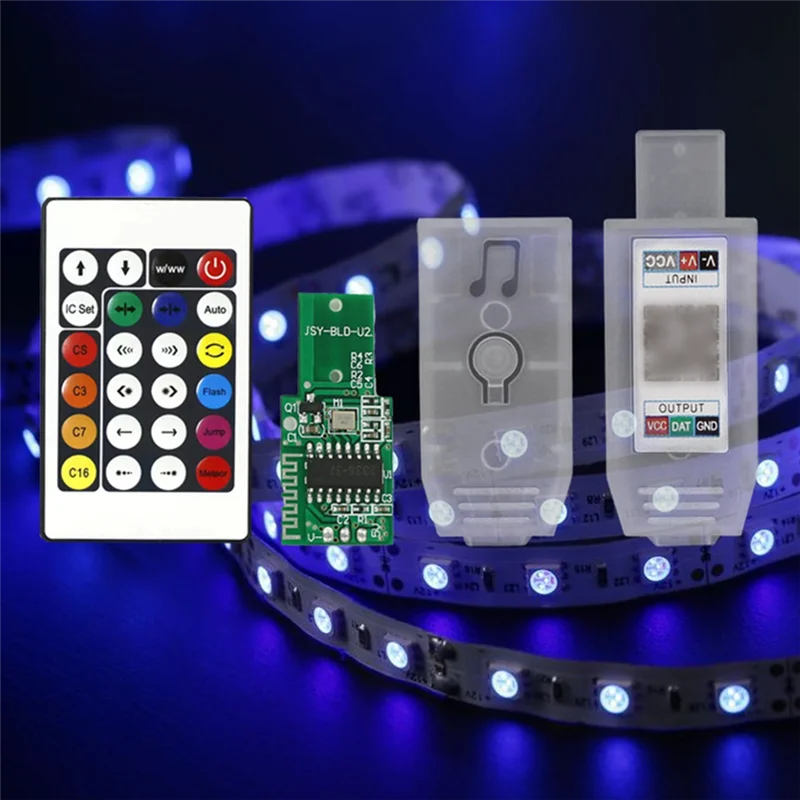 

AAAEL-Music LED Controller Colorful Leather Light String Controller 24 Keys Versatile & Efficient