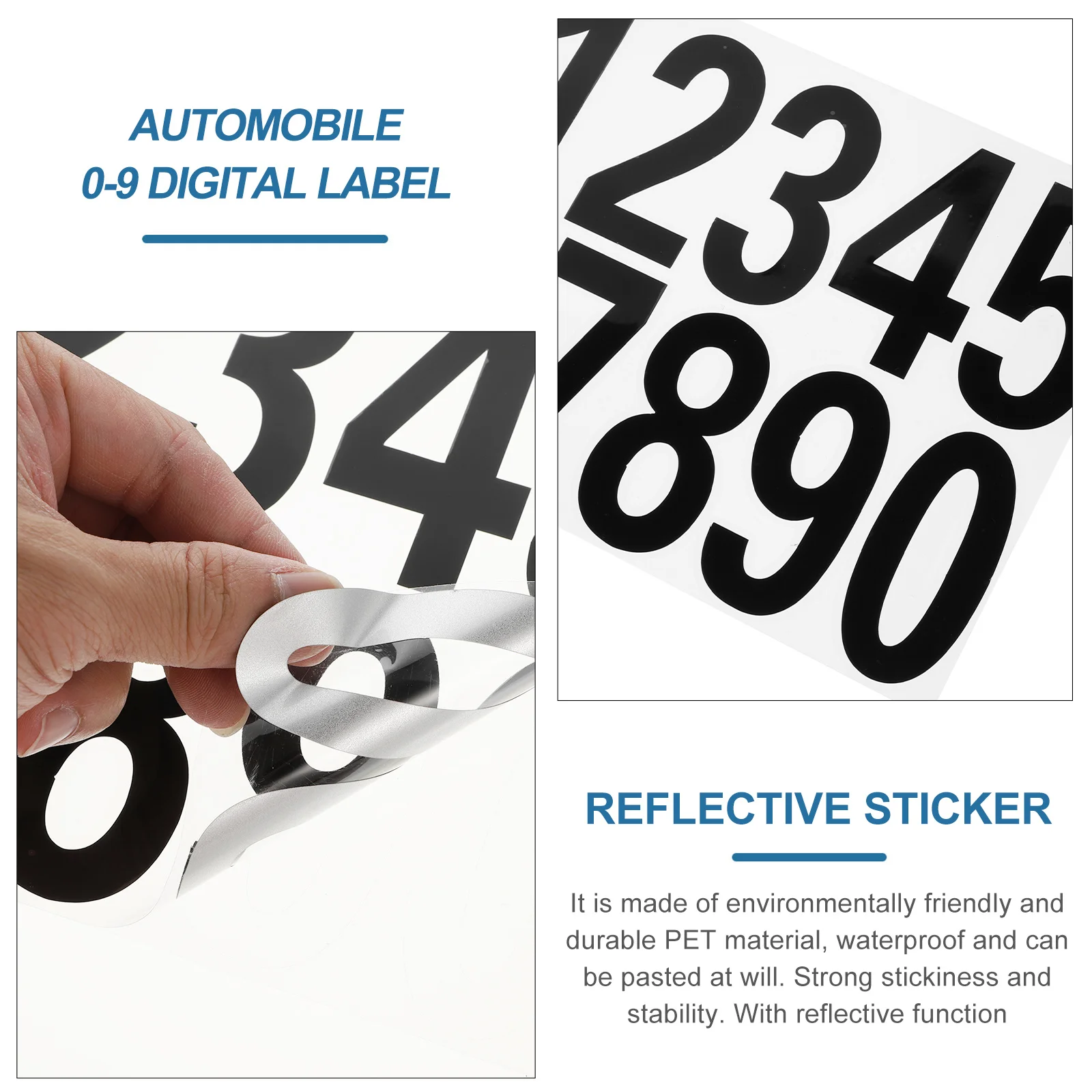 

4Sets Reflective Number Stickers Easy to Use Tear Off Film for Mailbox Door Car Address Decal Waterproof Pet Material