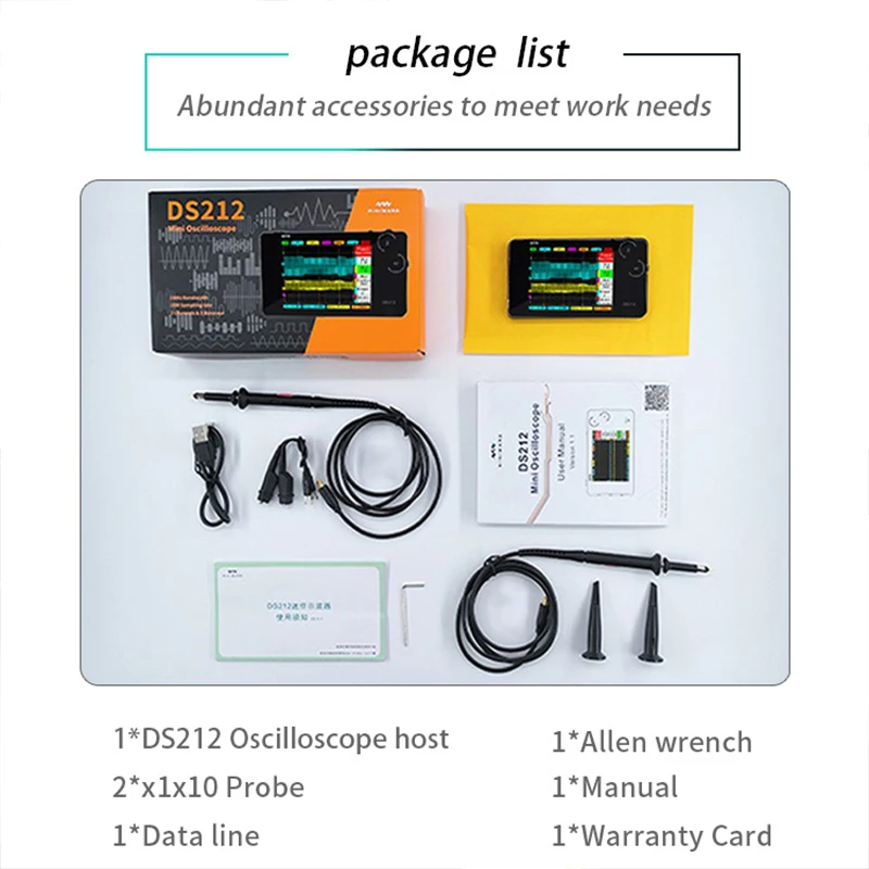 Miniware DS212 DS213 15MHz 100MSa/s Max częstotliwość próbkowania Smart oscyloskop do przechowywania 4 kanały oscyloskop cyfrowy LCD USB