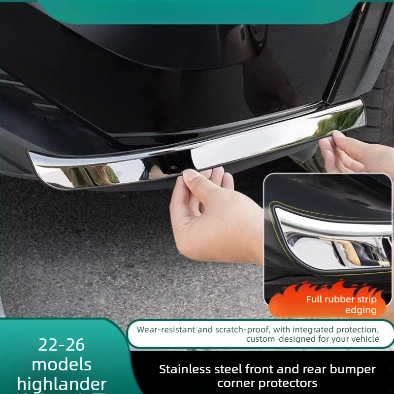 

Защитные накладки из нержавеющей стали для углов переднего и заднего бампера Toyota Highlander 2022-2026