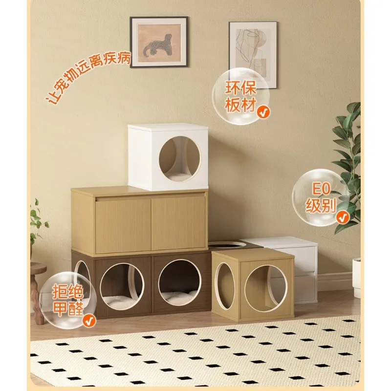 The combination cabinet can be superimposed on the space capsule cat nest with multiple layers of cat climbing frame supplies.