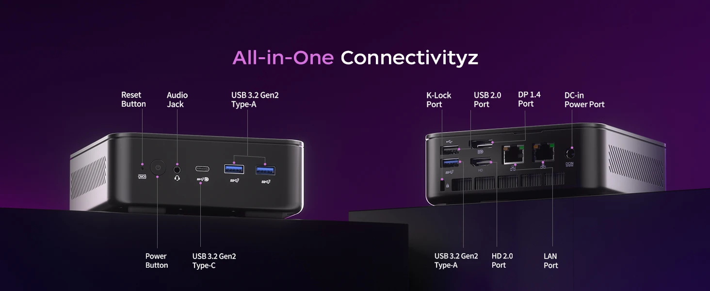 Peladn WO7 MiniPC AMD Ryzen™ 5 6600H (6 Cores,Up to 4.5 GHz) AMD Radeon™ 660M 16GB LPDDR5 512GB SSD WIFI 6 BT5.3 Support Dual Gigabit LAN Triple-Display 4K@60Hz Output Windows 11 pro Computer