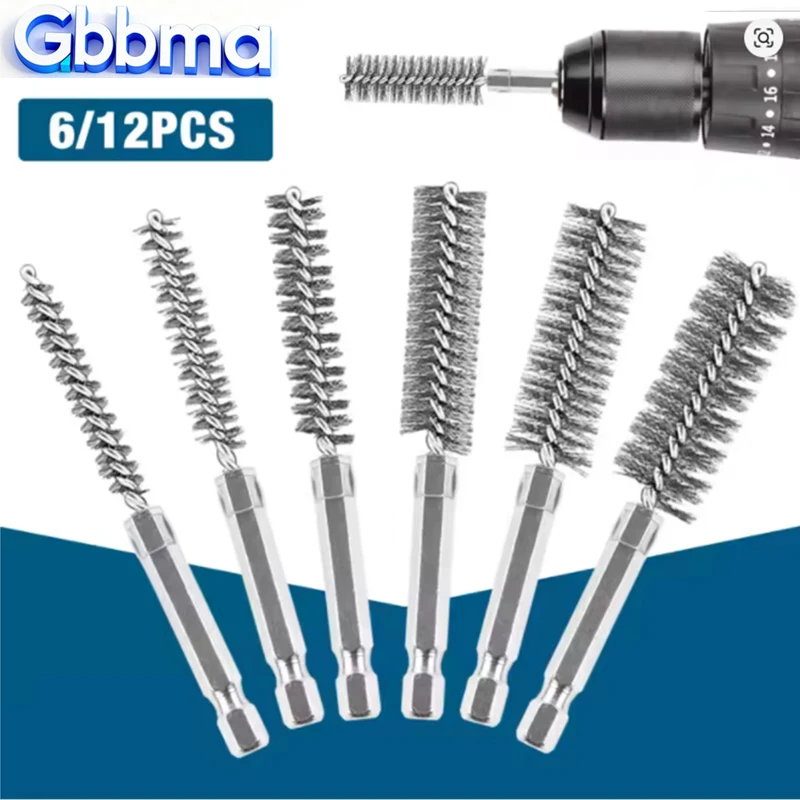 

Wire Brush Drill Bore Cleaning Brush 1/4 " Hexagonal Handle Stainless Steel Brush for Anti-rust Cleaning of Pipe Ports 8-19mm