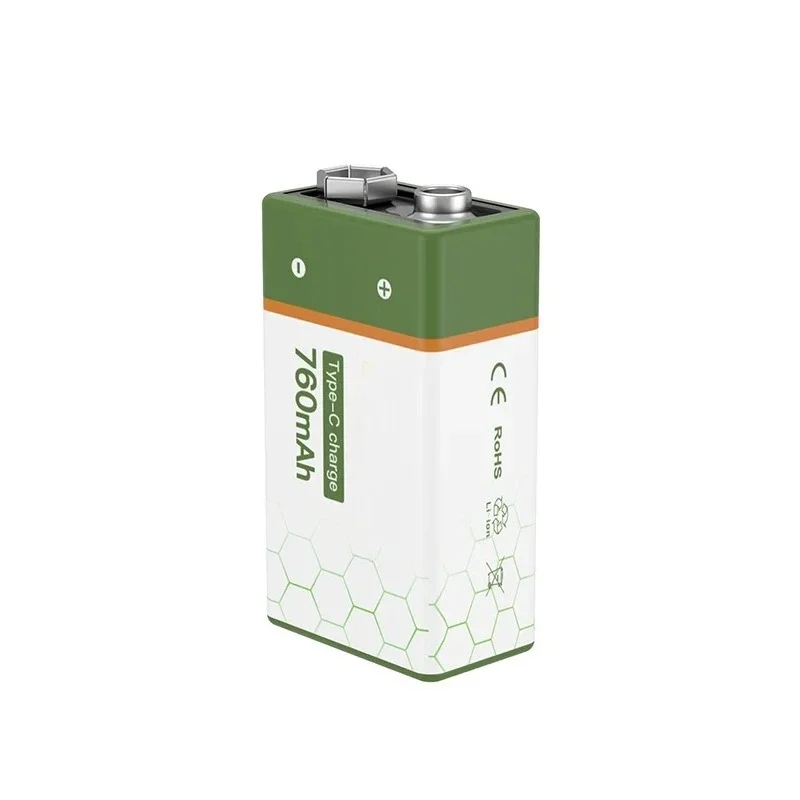 For Electric Fan Flashlight 2025 New 6F22 9V 760mAh Line LI-ION Rechargeable Battery 9v Battery 4pcs