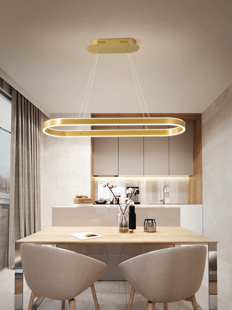 Nordic Golden LED Pendant Light, Regulável, Controle Remoto, Lâmpada Para Casa, Decoração, Apto Para Quarto, Sala De Estar, Corredor, Cozinha, 2023