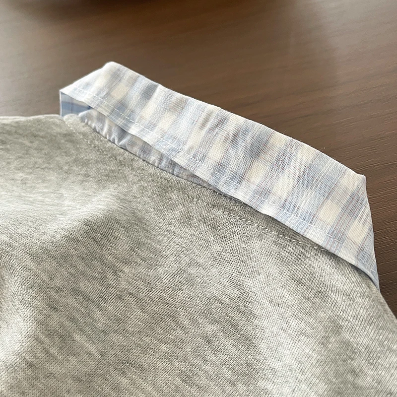 2-teiliges Kleidungsset für Jungen, künstlich zweiteiliger, kariertes Polo-Sweatshirt mit Cartoon-Hund-Aufdruck + Jeanshose mit elastischem Bund, Frühling – Detail 8