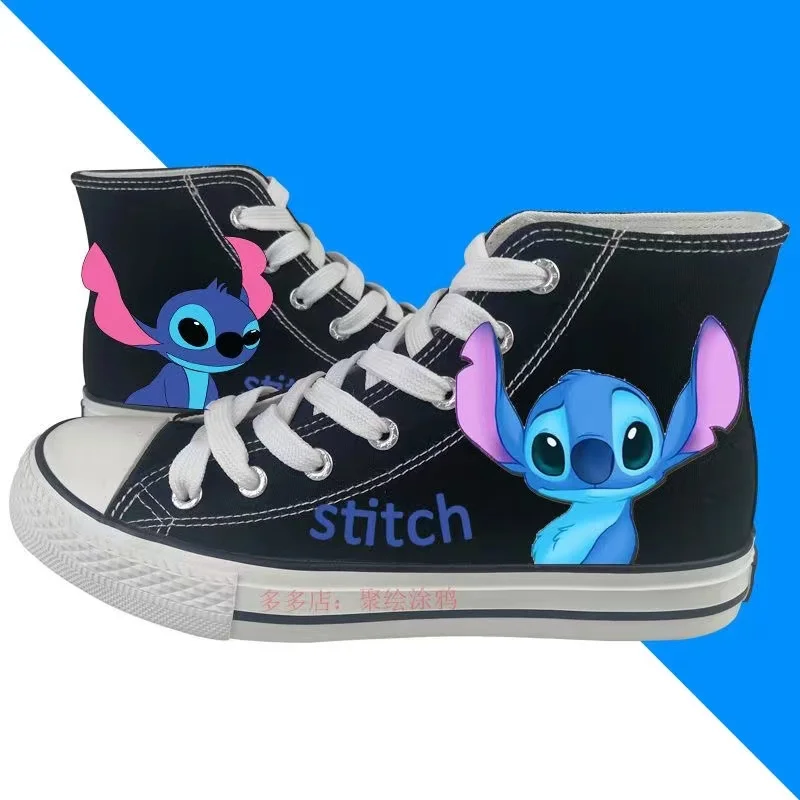 real photo 2025 new plus size Lilo Stitch man's white Canvas shoes Unique Design Casual drop shipping black women's skate shoes