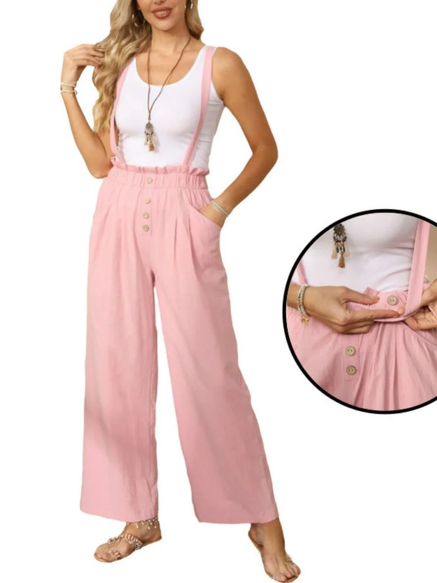 

Женские повседневные прямые брюки-комбинезоны на резинке, длинные брюки из смесового полиэстера, удобные, летние, модные, для женщин