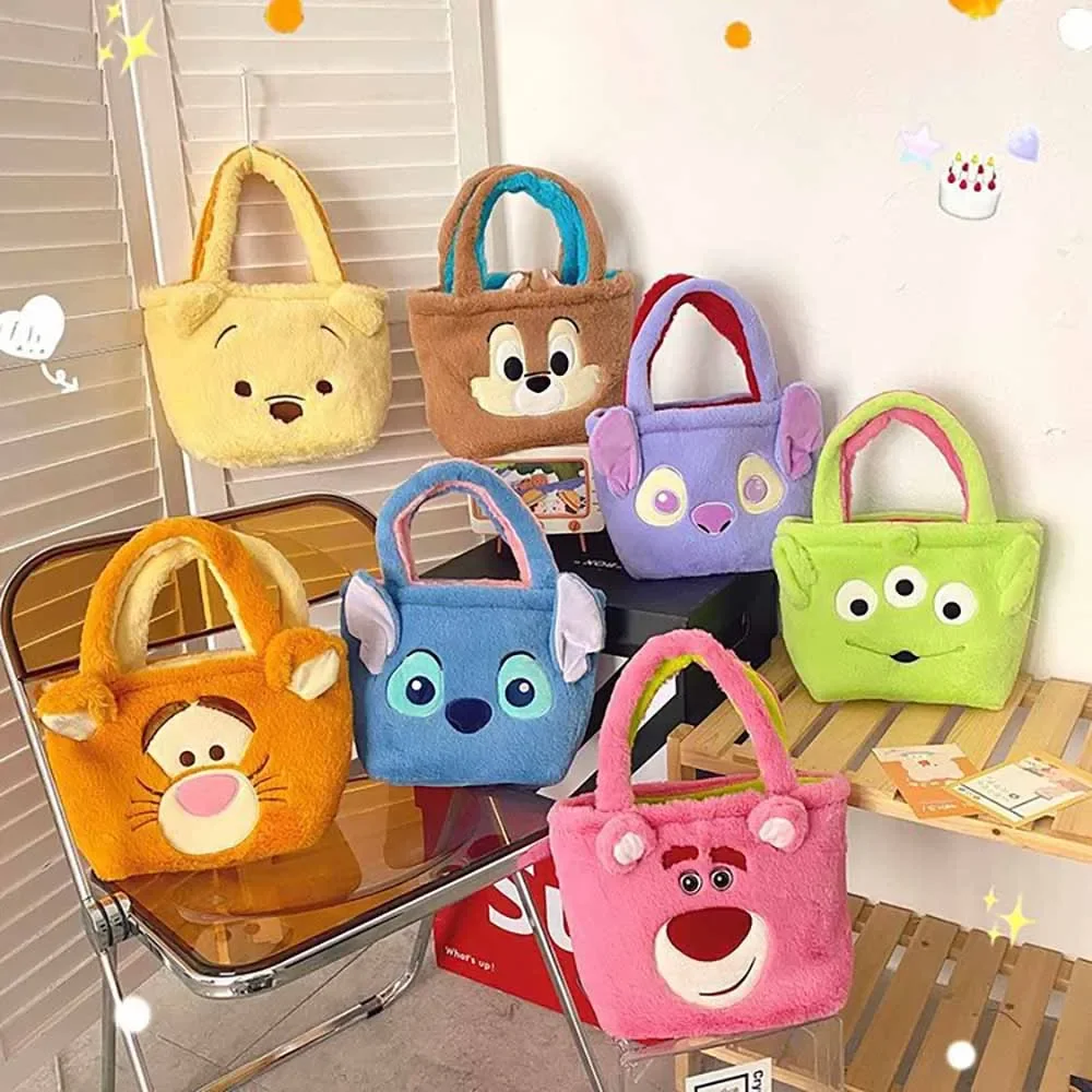 Kawaii Disney Winnie The Pooh Plush Handbags Tigger Shoulder Bag Anime Alien Soft Stuffed Plushie bags Kid Girl Birthday Gifts