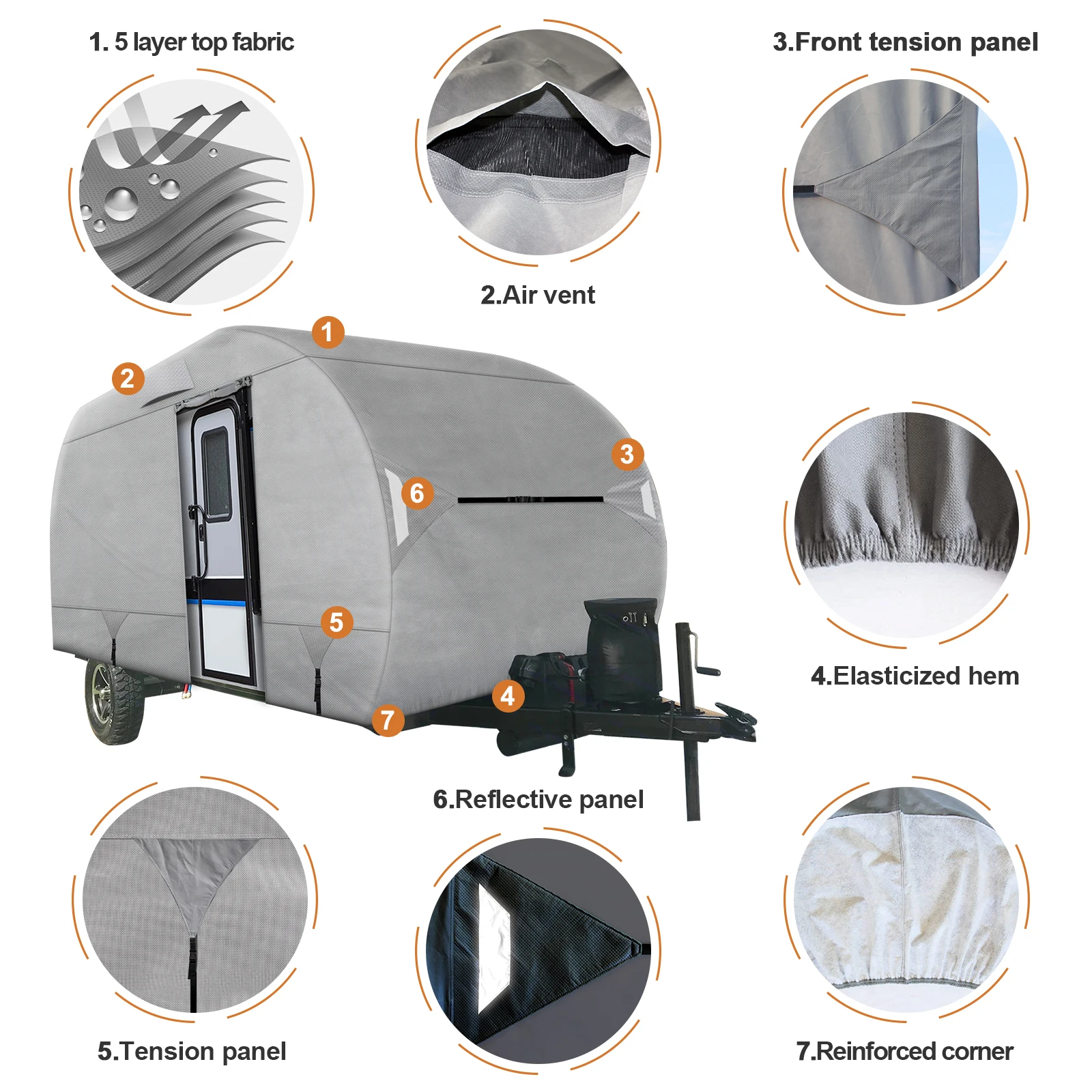 Easezone Polyester Waterproof Camper Trailer Cover UV Resistant Motorhome RV Cover