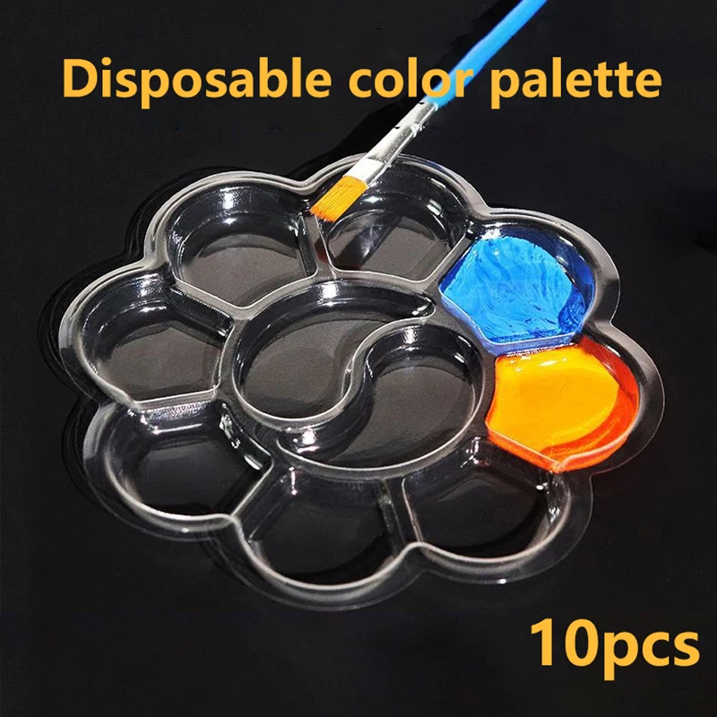 [J] 10 Pcs Disposable Gouache Oil Painting Palette Plum Blossom Shape Painting Art Palette Washable Watercolor Paint Palette