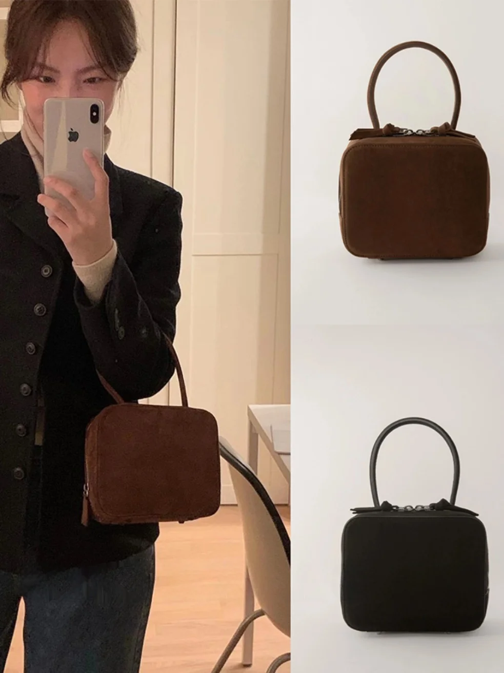 

Очаровательная универсальная сумка-клатч, маленькая квадратная сумка в стиле ретро, модная повседневная сумка для отдыха из плюшевого материала в корейском стиле