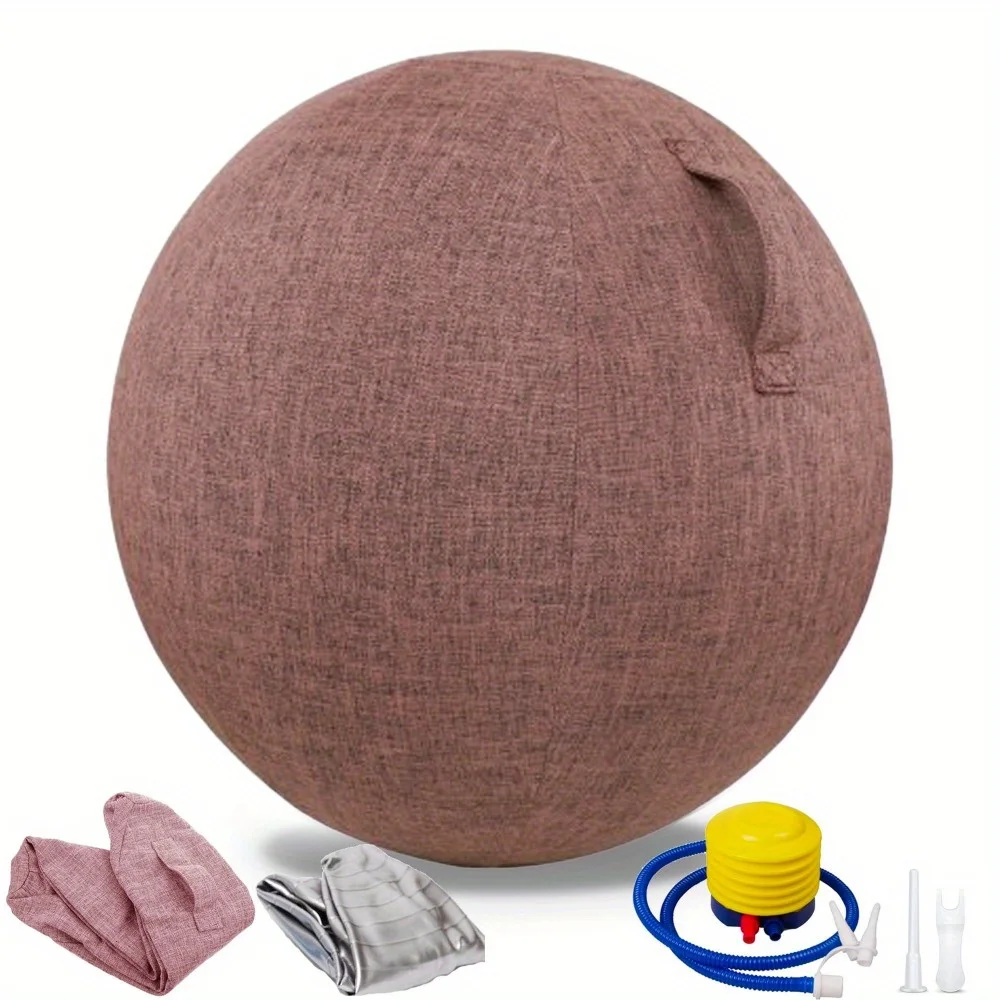 Silla de pelota de fitness con cubierta de tela (25 pulgadas/65 cm) Silla de pelota de yoga para pilates, adecuada para escritorios de oficina en casa, pelota de embarazo