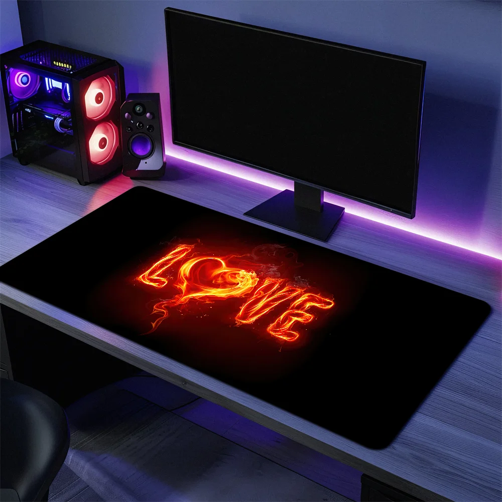 لوحة ماوس فنية من Love Fire، حصيرة مكتبية كبيرة غير قابلة للانزلاق ومضادة للفرش، لوحة مفاتيح مريحة للمكتب والمطاط والكمبيوتر المنزلي مخصصة