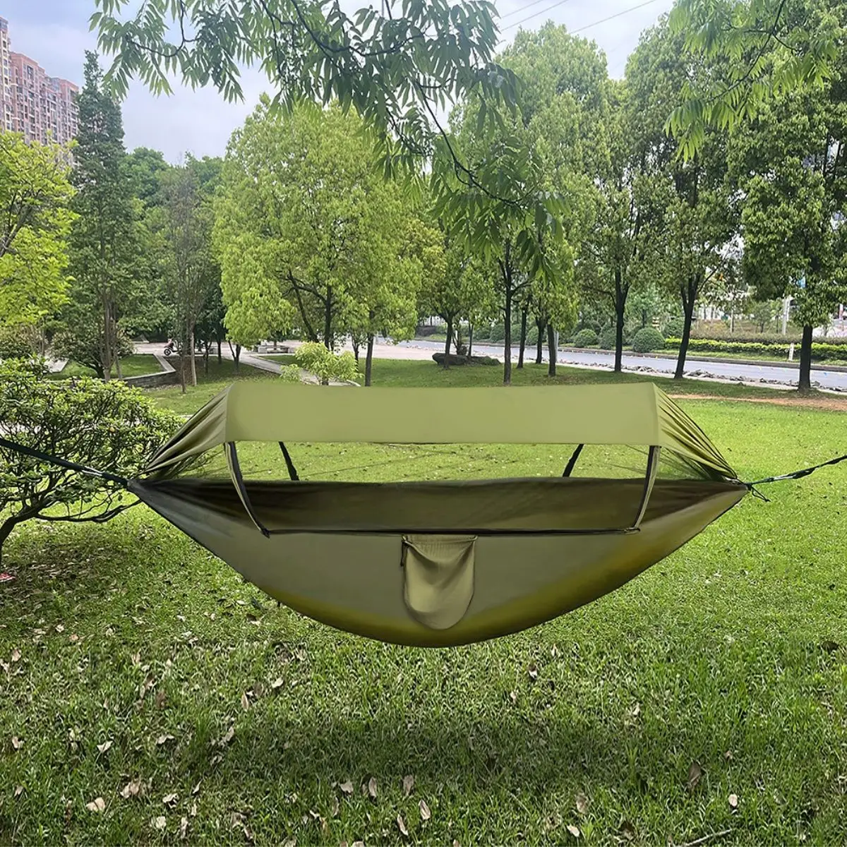 

Suitable for New hammock outdoor double anti-rollover automatic quick-opening swing mosquito net hammock outdoor camping awning