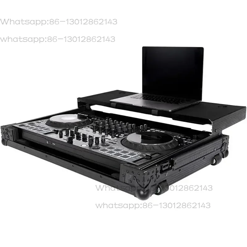 Flight Case DJ noir DDJ-FLX10 avec plate-forme pour ordinateur portable et étui de vol à roulettes