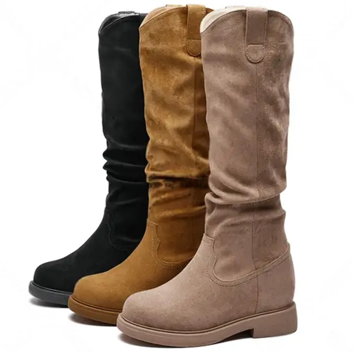 

Винтажные женские ковбойские сапоги в стиле вестерн на толстом каблуке, женские эластичные тонкие рыцарские длинные ботильоны, уличные ботинки на молнии сбоку