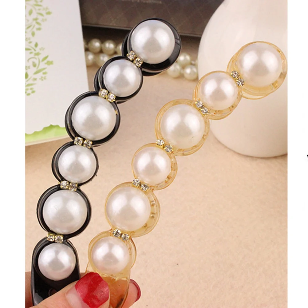 

2pcs Banana Hair Clips Pearl Girls Barrettes Easy Ponytail Twist for Girl All Occasions Hair Care Styling Tools