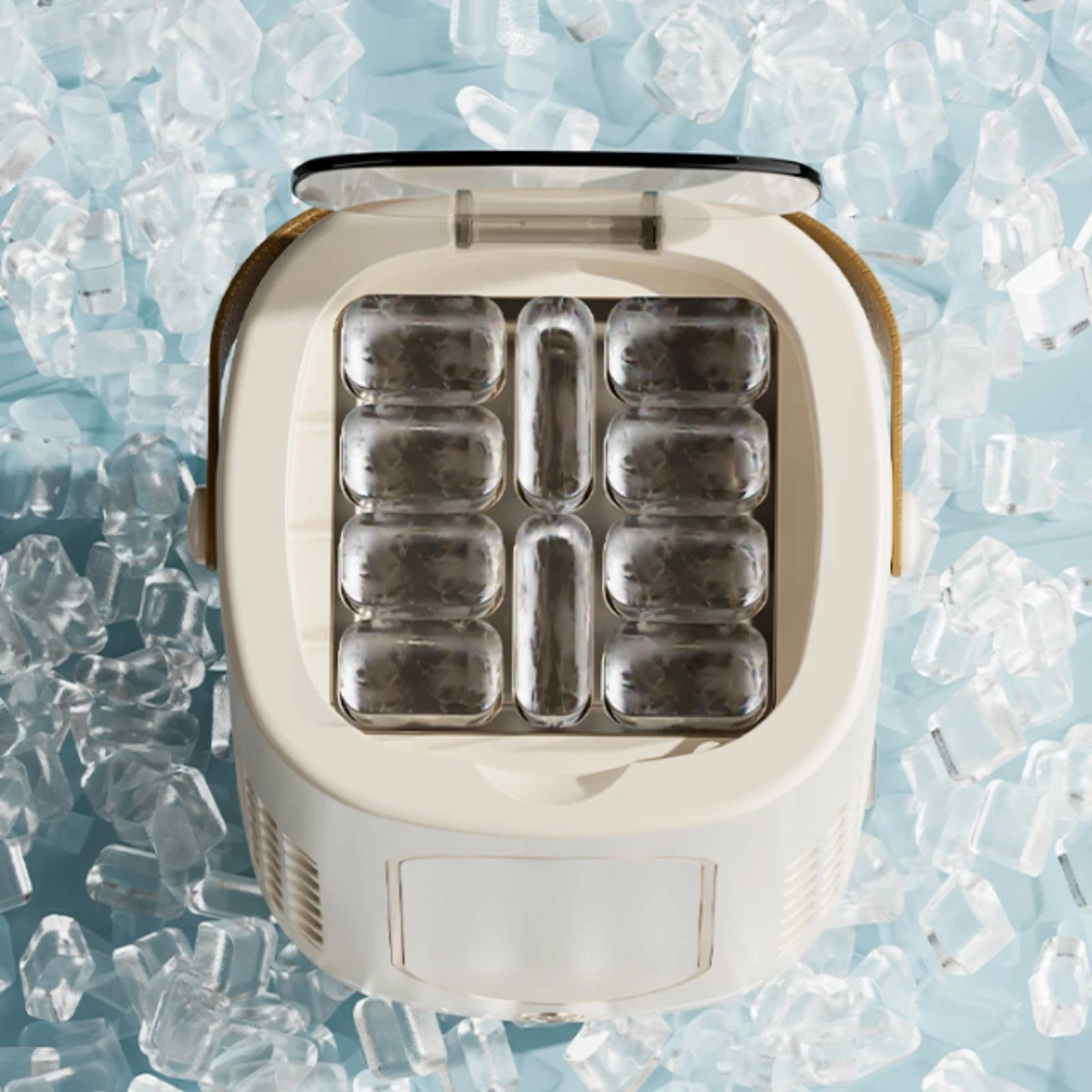 Countertop Ice Maker with Handle Energy Efficient Compact Countertop Ice Maker Lightweight Low Noise for Home, Office