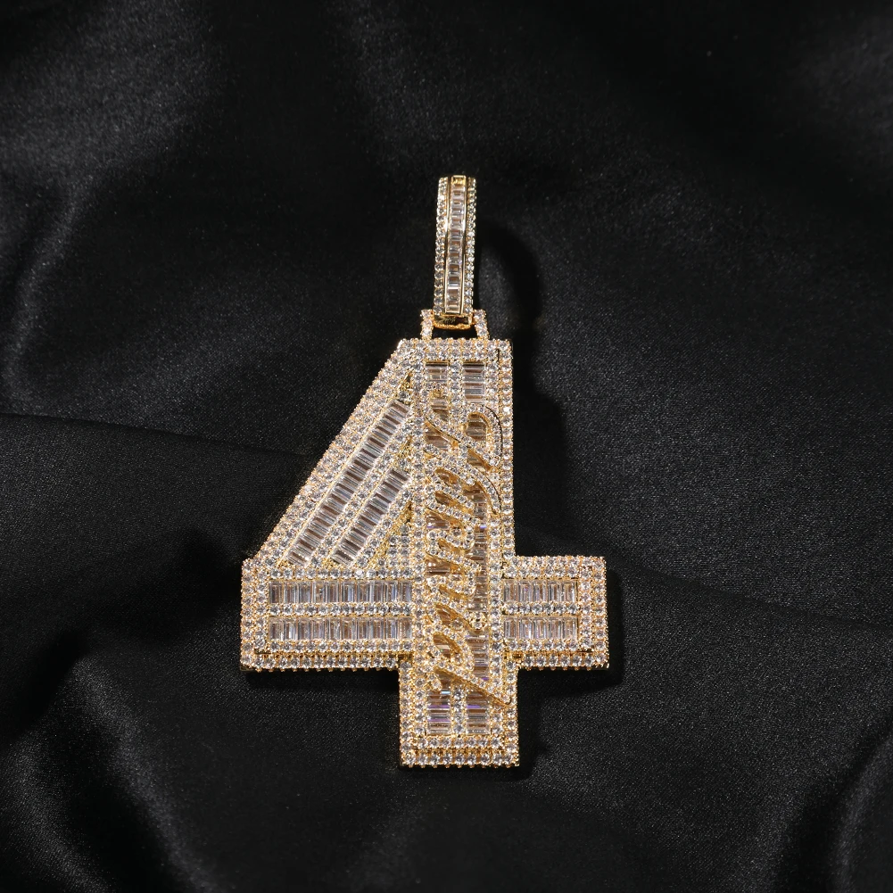 Imagem -06 - The Bling King-big Baguette Letter Pendant para Homens Personalizado Personalizado Cursivo Letras de Nome Mimi Iced Out cz Jóias Hiphop