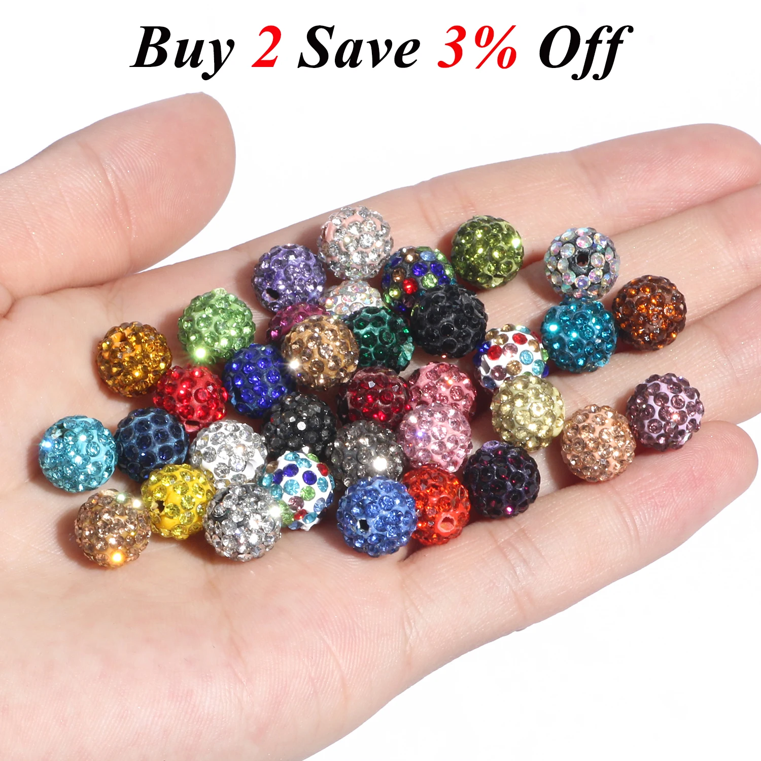 10pcs 6/8/10mm Rhinestone Crystal Clay Beads Soft Pottery Micro Pave CZ  Spacer Beads For Jewelry Making Diy Bracelets Necklaces