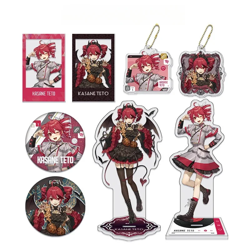 صيغة الخادم Kasane Teto الاكريليك حامل الشكل مشروع الظاهري المعبود أنيمي سلاسل المفاتيح لطيف حساسة بطاقة بروش غرفة مكتب ديكور