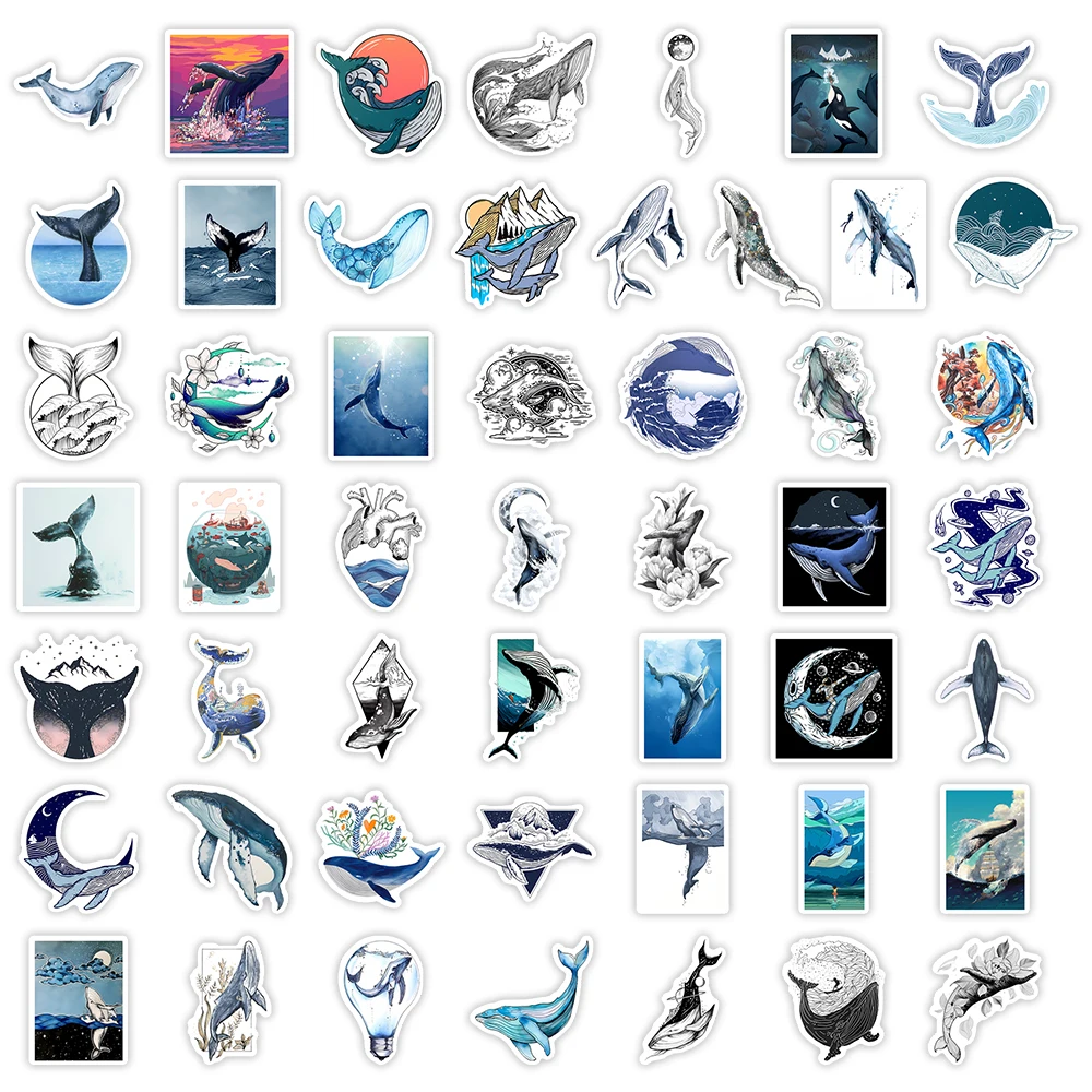 Aesthetic Whale Stickers Watercolor Ocean Art DIY Kids Toys Gift Decorative Decal for Scrapbook Laptop Phone Luggage Waterproof - Image 6