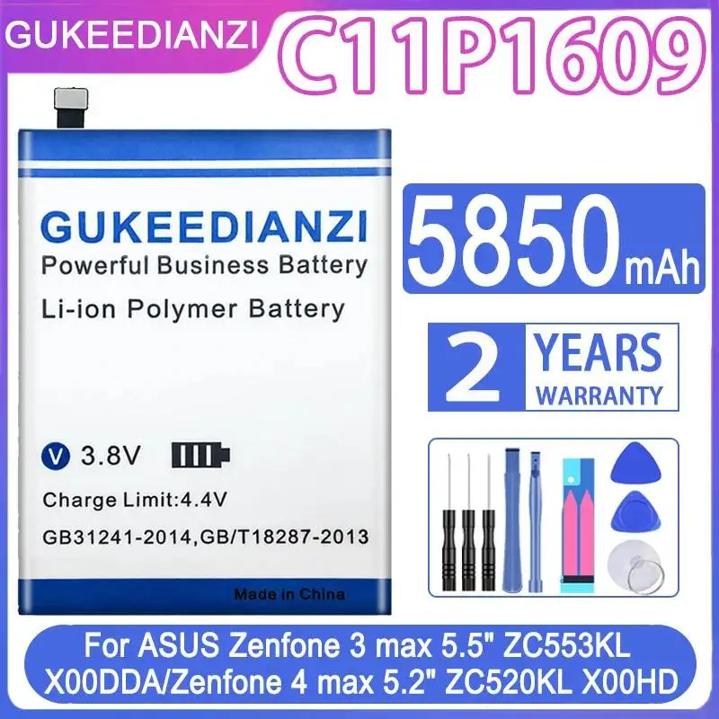 

Safe C11P1609 5850mAh For Asus Zenfone 3 Max 5.5" ZC553KL X00DDA 4 Max 5.2" ZC520KL X00HD Mobile Phone Battery