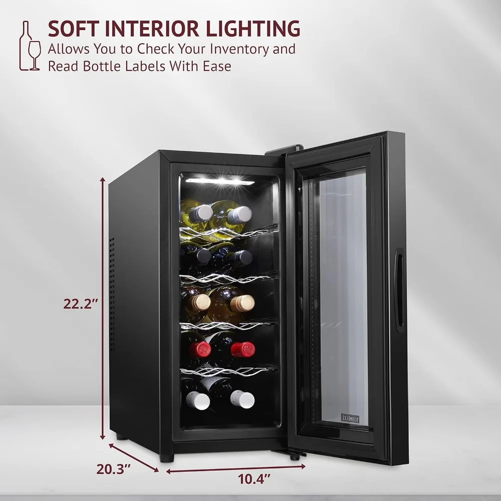 10 Bottle Red and White Wine Thermoelectric Wine Cooler/Chiller, Countertop Wine Cellar with Digital Temperature Display, Black