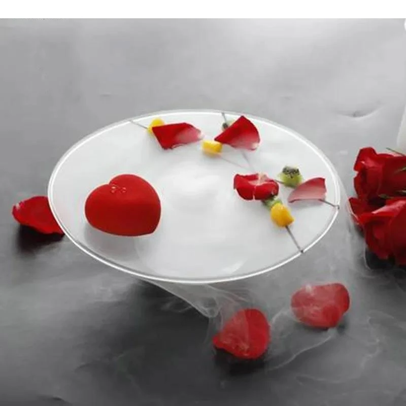 Transparent Glass Plate Dry Ice Japanese Restaurant Sushi Afternoon Tea Dessert dish Home Kitchen Tableware