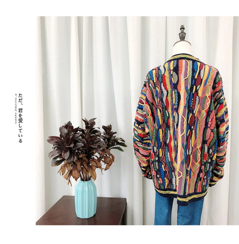 2023 Spring Autumn New Elegant Personality Printed Knitted Cardigan Coat Graffiti Vintage Ancient Designer Trendy Sweaters