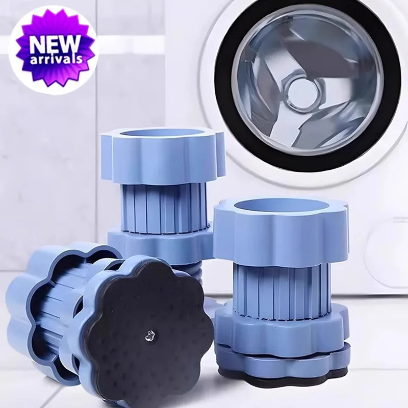 

4Pcs Washing Machine Foot Pad Adjustable Height Slipstop Skid Raiser Mat Prevent Moving Furniture Foot Pad Dampers Stand