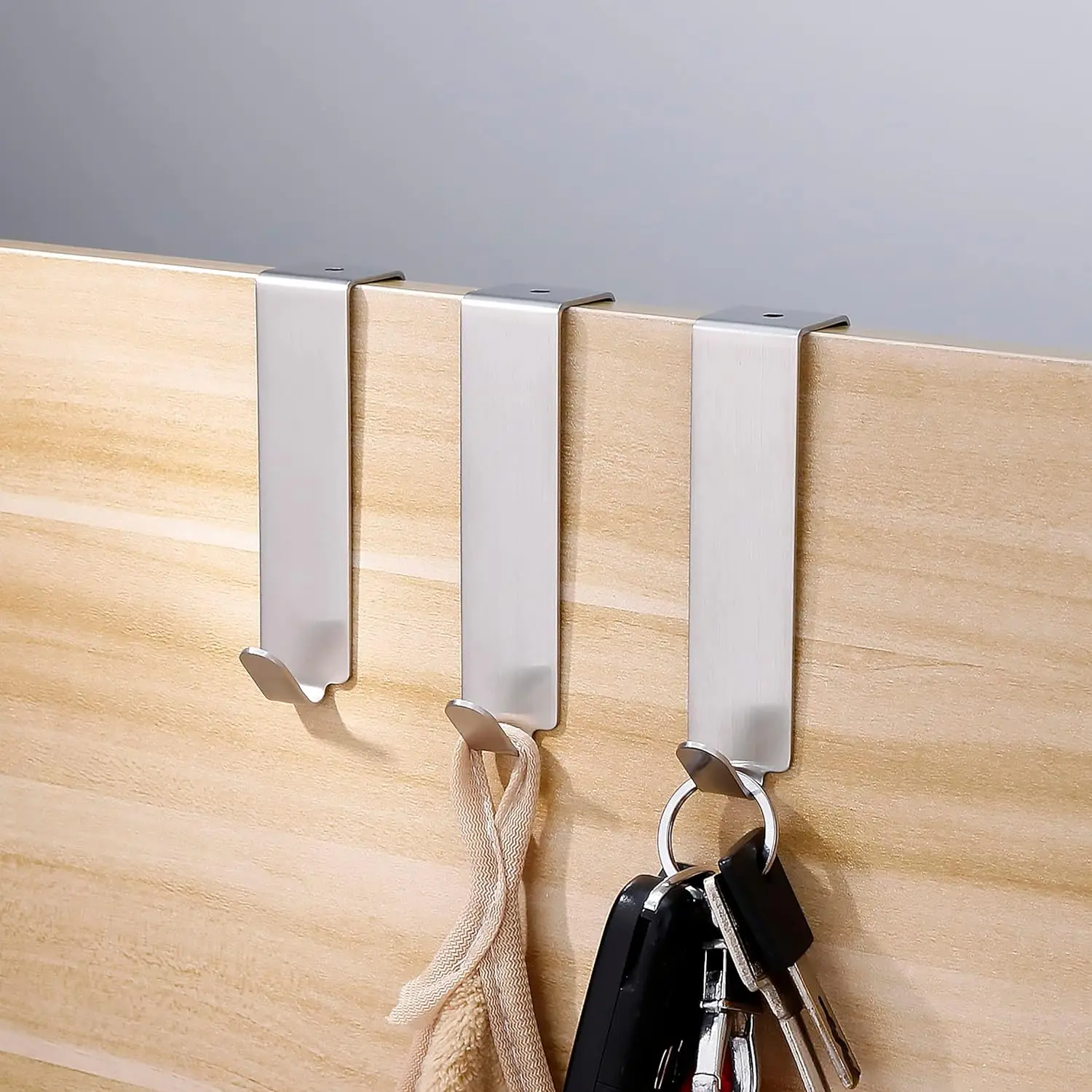 4 Stück Duschtürhaken, Handtuchhalter über der Tür, robuster Edelstahl, mattschwarz, Duschhaken, bohrfrei, Mantel, Robe Ha – Detail 4