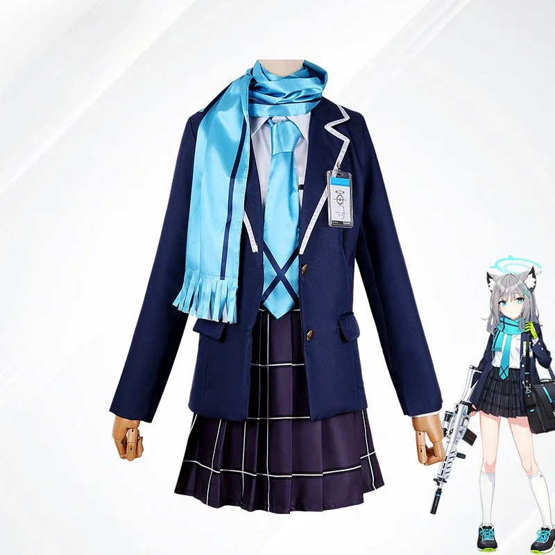 

FC6Game Blue Archive Sunaokami Shiroko Cosplay Costume Adult Unisex Jk Skirt Suit Halloween Uniform Party Outfit@FC8！
