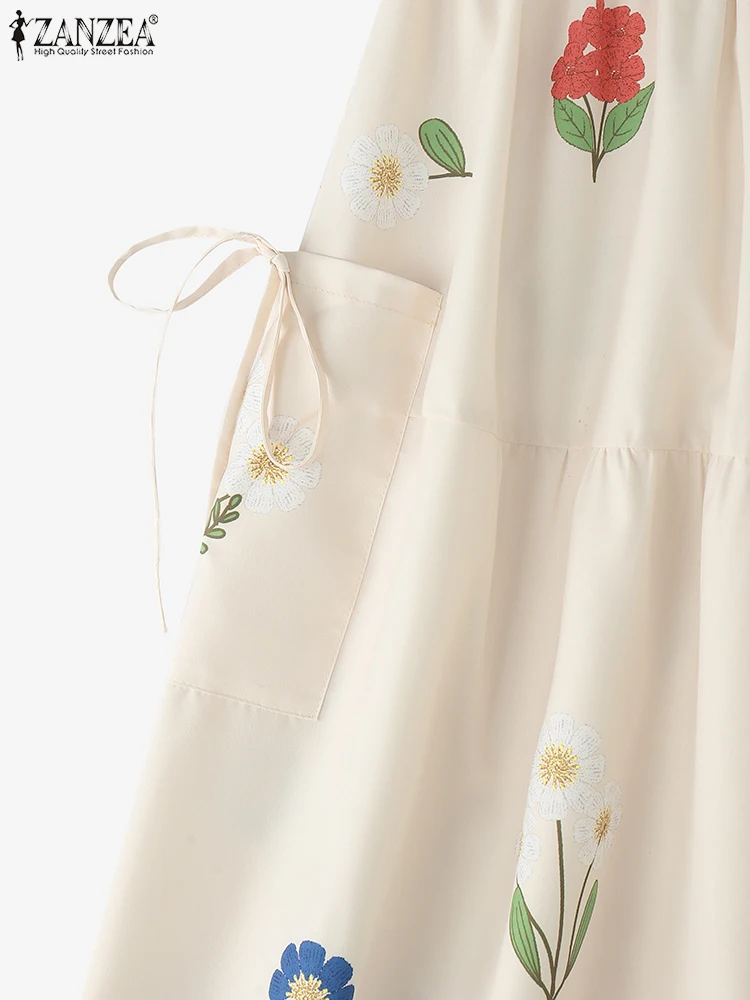 2025 zanzea moda feminina maxi saias outono longo bottoms floral impressão férias cintura elástica casual oversized jupes faldas saia
