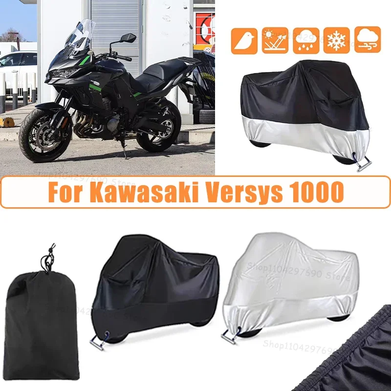 210D Oxford Motorcycle Cover Waterproof All Season UV Protection For Kawasaki Versys 1000 Anti-Tear Windproof Motorbike Cover