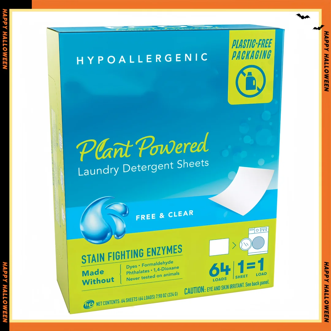 

Гипоаллергенные листы для стирки для чувствительной кожи, с питанием от ферментов, 64 карата