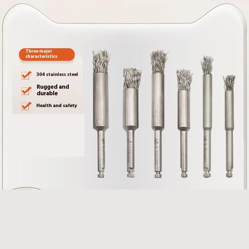 Titanium brush for dental implant maintenance, cleaning and repairing tools, instruments, oral abutment, denture care brush