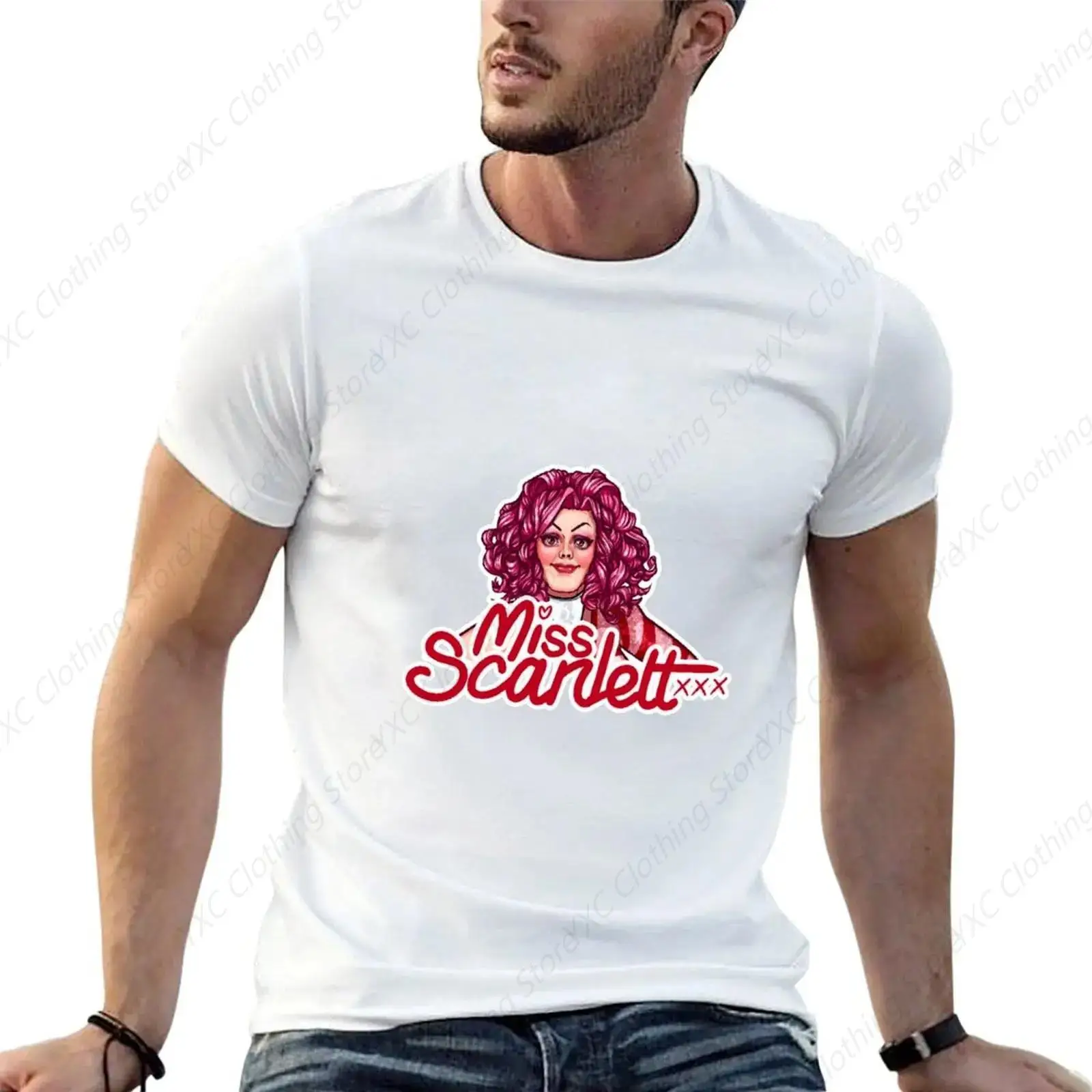 Miss Scarlett men's T-shirt- Short Sleeve Crew Neck Soft Fitted Tees S - 6XL Fresh Classic Basic Tshirts