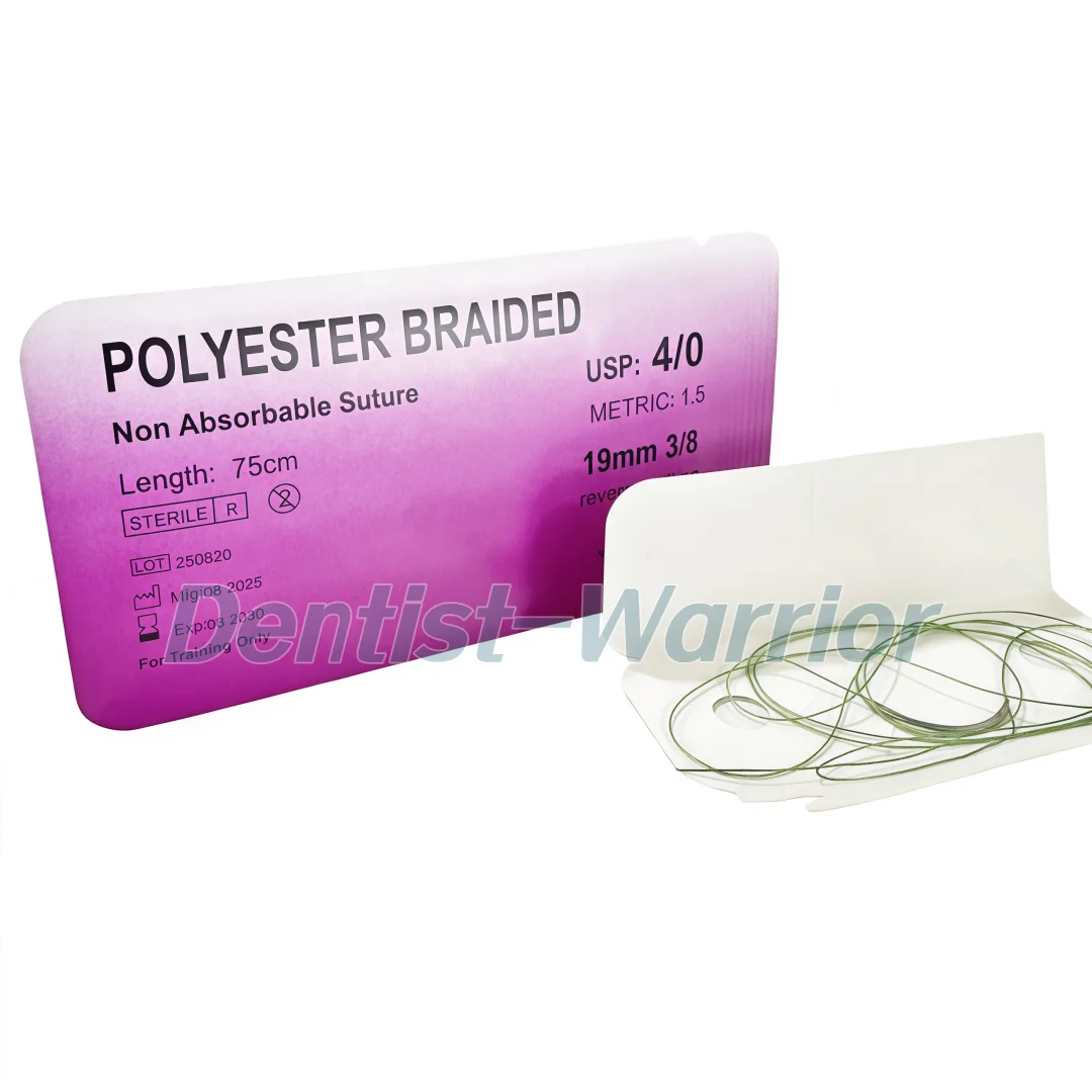 6Types Dental Practice Sutures Threads Reverse Needle 75cm Oral Surgical Braided Suture Nylon/Silk/PGA/Polyester--100Pcs/Bag