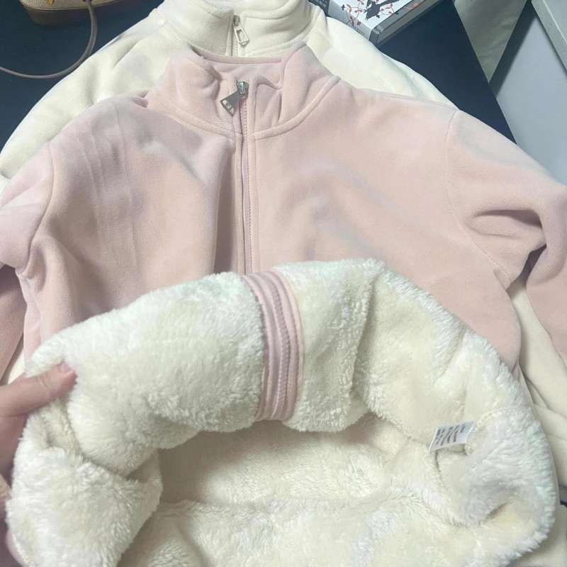 

Thickened Lamb Fleece Jacket with Fleece Insulation Inner Lining for Autumn and Winter, 2025 New Cardigan