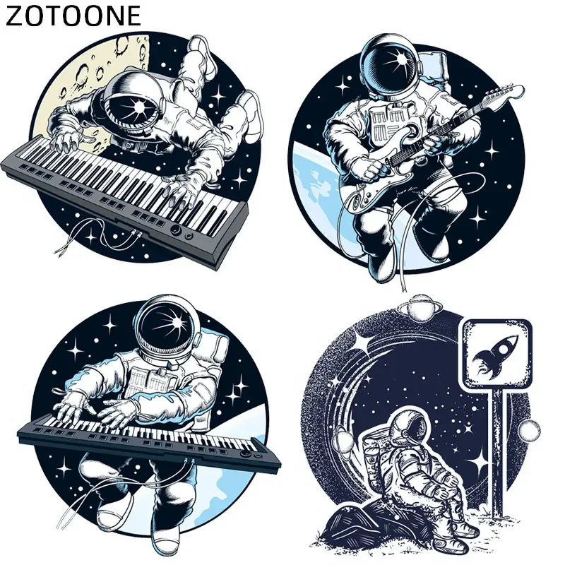 ZOTOONE Iron on Patches Space Astronaut Patch for Clothes DIY Heat Transfer Printed Stickers Clothing Embroidery Applique D