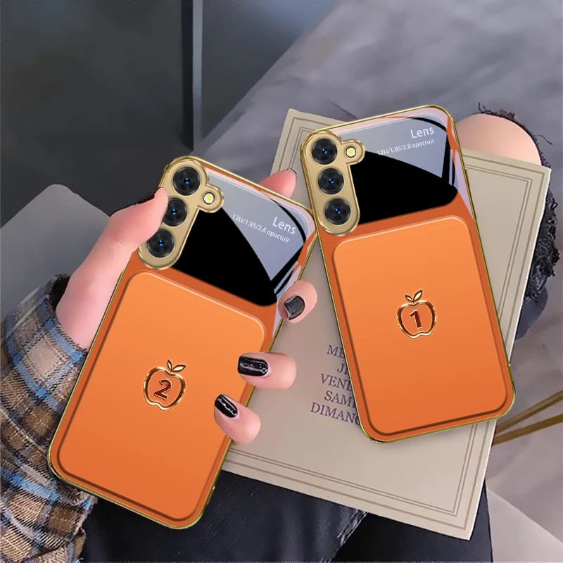 

Golden Apple Number For Samsung Galaxy S20 FE S21 S22 S23 Plus S24 Ultra 25Ultra S21+ S9+ S22Plus Golden glass phone case