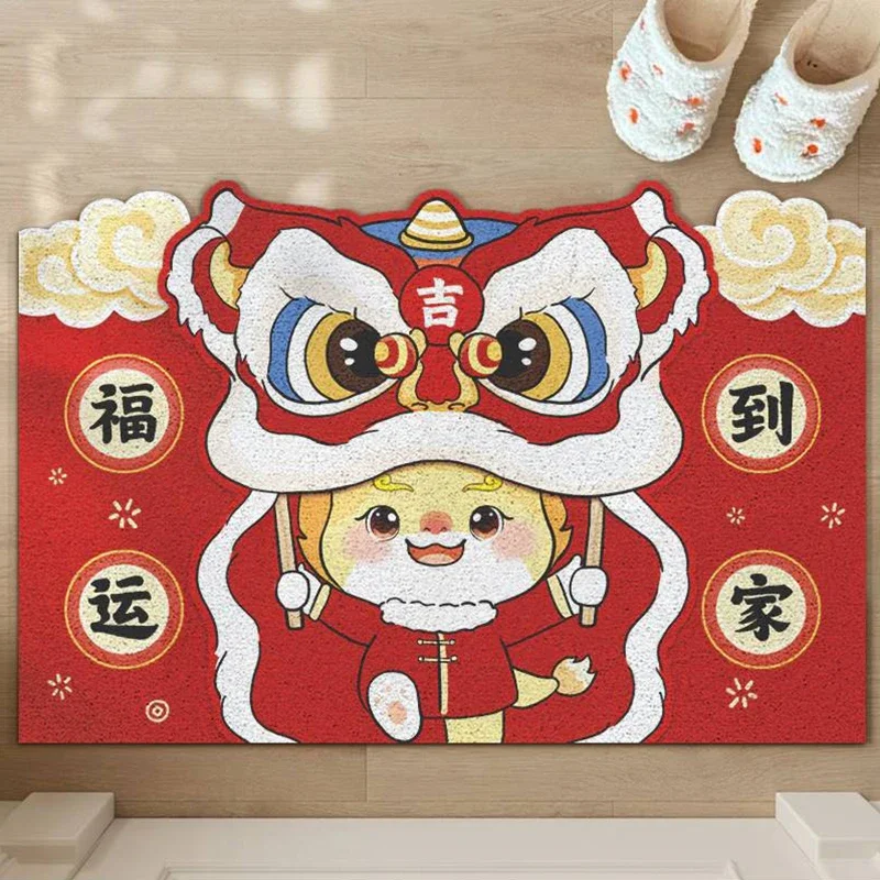 2024 Chinese New Year Floor Mat Dragon Decorative Lunar Dragon Year Door Mat Pvc Non-Slip Floor Mats Spring Festival Accessories