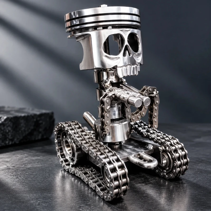 Spot Piston Skull Sculpture Resin Gear Decorations Steampunk Retro Industrial Living Room Office Desktop Decoration Souvenir