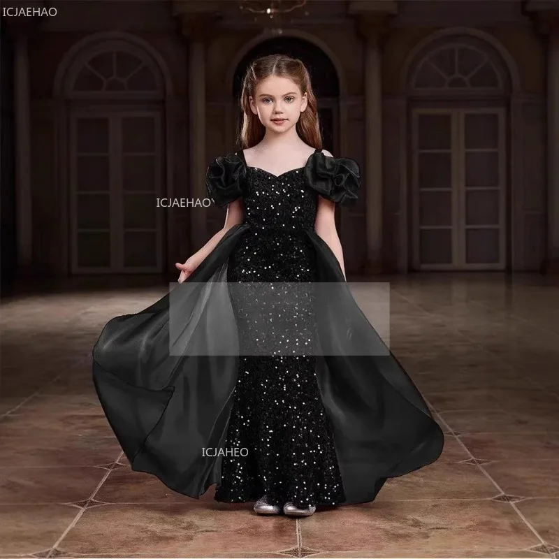 

Детское вечернее платье для девочек, фортепиано, скрипка, платья для празднования дня рождения, пышное платье для выступлений, модель свадебного платья для детей