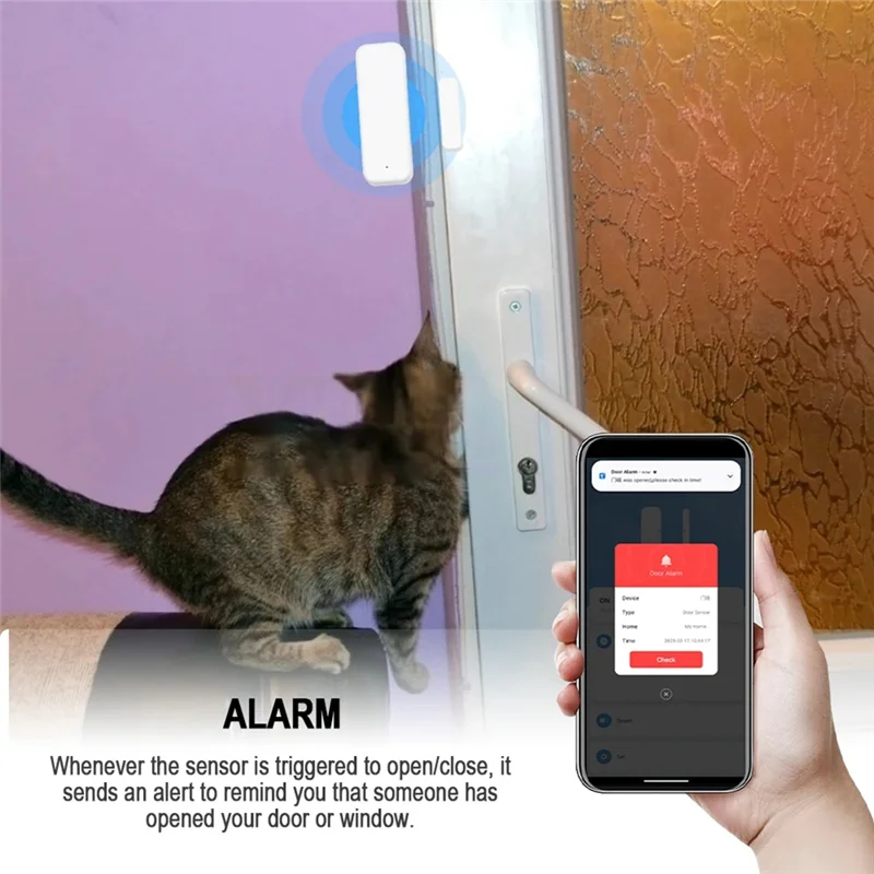 SQPP-Tuya Wifi Sensore per porte e finestre Rilevatore porta Smart Home Sistema di allarme porta aperta/chiusa