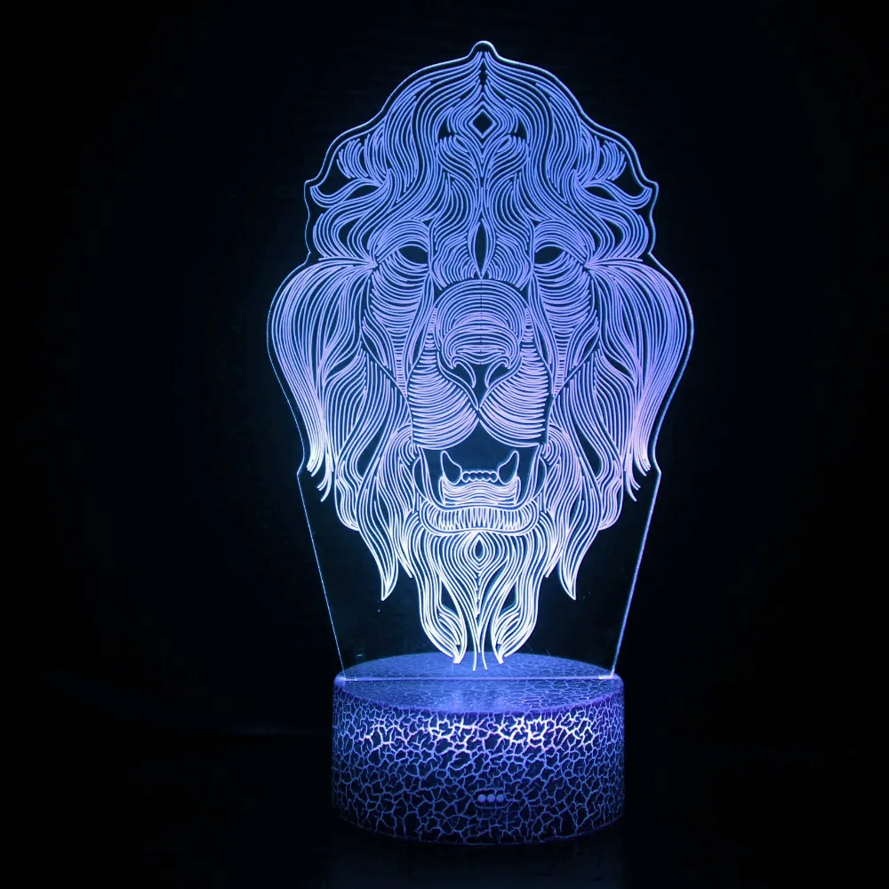 Nighdn Lion 3D Illusion Lamp for Kids LED Night Light 7 Colors Changing Bedroom Decoration Table Lamp Christmas Birthday Gift