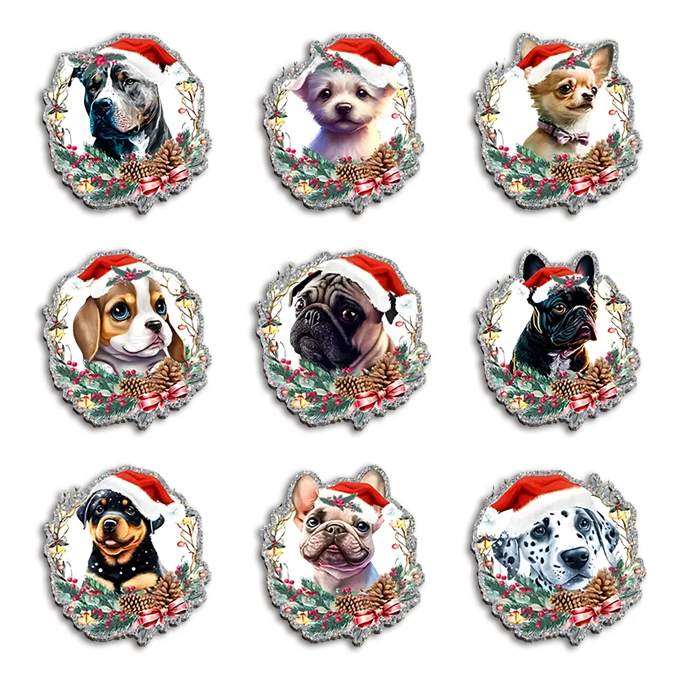 

Pet Dog Christmas Acrylic Chunky Glitter Cabochons For DIY Crafts Xmas Tree Decor Shoe Earrings Gift Tags Ornaments