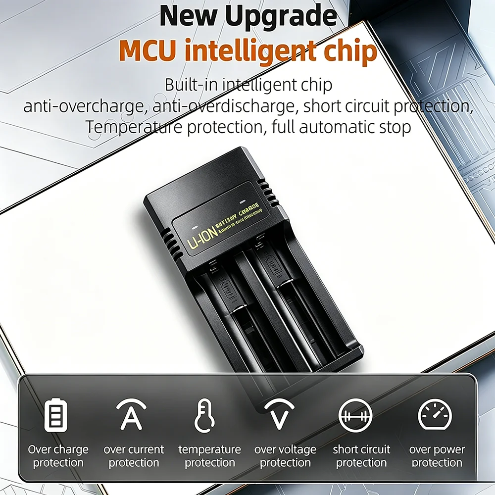 PHOMAX 18650 Battery Charger 2 Slots Dual 18650 Charging 3.7V Rechargeable Lithium Battery USB Charger For 26650 14500 18500